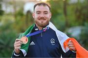 23 April 2024; Barry McClements of Ireland with his bronze medal after finishing third in the Men's 100m Butterfly S9 Final during day three of the Para Swimming European Championships at the Penteada Olympic Pools Complex in Funchal, Portugal. Photo by Ramsey Cardy/Sportsfile