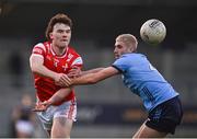 23 April 2024; Sean Reynolds of Louth in action against Evan Nugent of Dublin during the EirGrid Leinster GAA Football U20 Championship semi-final match between Dublin and Louth at Parnell Park in Dublin. Photo by Sam Barnes/Sportsfile