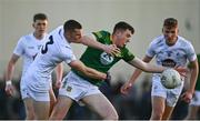 23 April 2024; Jamie Murphy of Meath in action against Eoin Lawlor of Kildare during the EirGrid Leinster GAA Football U20 Championship semi-final match between Kildare and Meath at Manguard Park at the Kildare GAA Centre of Excellence in Hawkfield, Kildare. Photo by Tyler Miller/Sportsfile