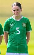 23 April 2024; Chloe Wallace of Republic of Ireland before the women's under 16's international friendly match between Republic of Ireland and Denmark at the FAI National Training Centre in Abbotstown, Dublin. Photo by Stephen McCarthy/Sportsfile