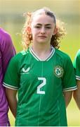 23 April 2024; Kate Jones of Republic of Ireland before the women's under 16's international friendly match between Republic of Ireland and Denmark at the FAI National Training Centre in Abbotstown, Dublin. Photo by Stephen McCarthy/Sportsfile
