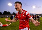 23 April 2024; Darragh Dorian of Louth celebrates after their side's victory in the EirGrid Leinster GAA Football U20 Championship semi-final match between Dublin and Louth at Parnell Park in Dublin. Photo by Sam Barnes/Sportsfile