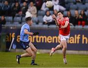 23 April 2024; Kieran McArdle of Louth in action against Seán Kirwan of Dublin during the EirGrid Leinster GAA Football U20 Championship semi-final match between Dublin and Louth at Parnell Park in Dublin. Photo by Sam Barnes/Sportsfile