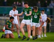 23 April 2024; Jamie Murphy of Meath celebrates after the final whistle in the EirGrid Leinster GAA Football U20 Championship semi-final match between Kildare and Meath at Manguard Park at the Kildare GAA Centre of Excellence in Hawkfield, Kildare. Photo by Tyler Miller/Sportsfile
