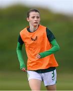 23 April 2024; Emma Gaughran of Republic of Ireland before the women's under 16's international friendly match between Republic of Ireland and Denmark at the FAI National Training Centre in Abbotstown, Dublin. Photo by Stephen McCarthy/Sportsfile