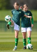 23 April 2024; Madison McGuane of Republic of Ireland before the women's under 16's international friendly match between Republic of Ireland and Denmark at the FAI National Training Centre in Abbotstown, Dublin. Photo by Stephen McCarthy/Sportsfile
