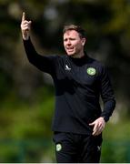 23 April 2024; Republic of Ireland manager Tom Elmes during the women's under 16's international friendly match between Republic of Ireland and Denmark at the FAI National Training Centre in Abbotstown, Dublin. Photo by Stephen McCarthy/Sportsfile