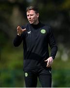 23 April 2024; Republic of Ireland manager Tom Elmes during the women's under 16's international friendly match between Republic of Ireland and Denmark at the FAI National Training Centre in Abbotstown, Dublin. Photo by Stephen McCarthy/Sportsfile