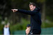 23 April 2024; Republic of Ireland manager Tom Elmes during the women's under 16's international friendly match between Republic of Ireland and Denmark at the FAI National Training Centre in Abbotstown, Dublin. Photo by Stephen McCarthy/Sportsfile