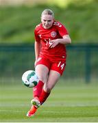 23 April 2024; Marie Dahlmann of Denmark during the women's under 16's international friendly match between Republic of Ireland and Denmark at the FAI National Training Centre in Abbotstown, Dublin. Photo by Stephen McCarthy/Sportsfile