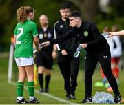 23 April 2024; Republic of Ireland kit manager Jessica Turner and Kate Jones during the women's under 16's international friendly match between Republic of Ireland and Denmark at the FAI National Training Centre in Abbotstown, Dublin. Photo by Stephen McCarthy/Sportsfile