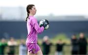 23 April 2024; Republic of Ireland goalkeeper Jenna Willoughby during the women's under 16's international friendly match between Republic of Ireland and Denmark at the FAI National Training Centre in Abbotstown, Dublin. Photo by Stephen McCarthy/Sportsfile