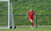 23 April 2024; Astrid Baltersen of Denmark celebrates after scoring her side's goal during the women's under 16's international friendly match between Republic of Ireland and Denmark at the FAI National Training Centre in Abbotstown, Dublin. Photo by Stephen McCarthy/Sportsfile