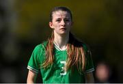 23 April 2024; Emma Gaughran of Republic of Ireland during the women's under 16's international friendly match between Republic of Ireland and Denmark at the FAI National Training Centre in Abbotstown, Dublin. Photo by Stephen McCarthy/Sportsfile