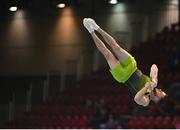 24 April 2024; Dominick Cunningham of Ireland competes in the Men's Senior Floor Exercise qualification subdivision 3 on day one of the 2024 Men's Artistic Gymnastics European Championships at Fiera di Rimini in Rimini, Italy. Photo by Filippo Tomasi/Sportsfile