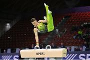 24 April 2024; Rhys McClenaghan of Ireland competes in the  Men's Pommel Horse Exercise qualification subdivision 3 on day one of the 2024 Men's Artistic Gymnastics European Championships at Fiera di Rimini in Rimini, Italy. Photo by Filippo Tomasi/Sportsfile