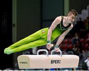 25 April 2024; James Hickey of Ireland competes in the Men's Junior Pommel Horse qualification subdivision 1 on day two of the 2024 Men's Artistic Gymnastics European Championships at Fiera di Rimini in Rimini, Italy. Photo by Filippo Tomasi/Sportsfile