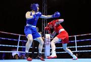 25 April 2024; Aoife O'Rourke of Ireland, right, in action against Isildar Busra of Turkey in their Women's 75kg Middleweight semi-final bout during the 2024 European Boxing Championships at Aleksandar Nikolic Hall in Belgrade, Serbia. Photo by Nikola Krstic/Sportsfile