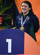25 April 2024; Nicole Turner of Ireland on the podium with her gold medal in the Women's 50m Freestyle S6 Final during day five of the Para Swimming European Championships at the Penteada Olympic Pools Complex in Funchal, Portugal. Photo by Ramsey Cardy/Sportsfile