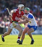 21 April 2024; Tommy O'Connell of Cork is tackled by Jack Prendergast of Waterford during the Munster GAA Hurling Senior Championship Round 1 match between Waterford and Cork at Walsh Park in Waterford. Photo by Brendan Moran/Sportsfile