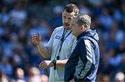 21 April 2024; Waterford strength and conditioning coach and lead sport science coach John Matthews, left, with manager Davy Fitzgerald before the Munster GAA Hurling Senior Championship Round 1 match between Waterford and Cork at Walsh Park in Waterford. Photo by Brendan Moran/Sportsfile