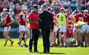 21 April 2024; Cork selector Fergal Condon, left, and selector Donal O'Mahony before the Munster GAA Hurling Senior Championship Round 1 match between Waterford and Cork at Walsh Park in Waterford. Photo by Brendan Moran/Sportsfile