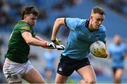 14 April 2024; Tom Lahiff of Dublin in action against Jack O'Connor of Meath during the Leinster GAA Football Senior Championship quarter-final match between Dublin and Meath at Croke Park in Dublin. Photo by Brendan Moran/Sportsfile