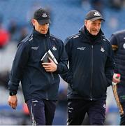 14 April 2024; Dublin selector Mick Galvin, right, and backrom member Jonny Cooper after the Leinster GAA Football Senior Championship quarter-final match between Dublin and Meath at Croke Park in Dublin. Photo by Brendan Moran/Sportsfile