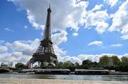 18 April 2024; The Eiffel Tower on the banks of the river Seine in Paris ahead of the XXXIII Summer Olympic Games which takes place in July and August in France. Photo by Brendan Moran/Sportsfile