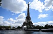 18 April 2024; The Eiffel Tower on the banks of the river Seine in Paris ahead of the XXXIII Summer Olympic Games which takes place in July and August in France. Photo by Brendan Moran/Sportsfile