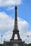 18 April 2024; Construction of stands at the Eiffel Tower Stadium that will host the Beach Volleyball and Men's Blind Football competitions continues ahead of the XXXIII Summer Olympic Games which takes place in July and August in France. Photo by Brendan Moran/Sportsfile