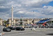 18 April 2024; Construction of stands at Place de la Concorde, which will host BMX freestyle, breaking, skateboarding and 3X3 basketball, in Paris ahead of the XXXIII Summer Olympic Games which takes place in July and August in France. Photo by Brendan Moran/Sportsfile