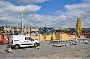 18 April 2024; Construction of stands at Place de la Concorde, which will host BMX freestyle, breaking, skateboarding and 3X3 basketball, in Paris ahead of the XXXIII Summer Olympic Games which takes place in July and August in France. Photo by Brendan Moran/Sportsfile