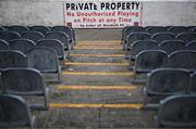 26 April 2024; A general view of a private property sign at Oriel Park before the SSE Airtricity Men's Premier Division match between Dundalk and Bohemians at Oriel Park in Dundalk, Louth. Photo by Stephen McCarthy/Sportsfile