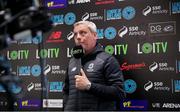 26 April 2024; Waterford head coach Keith Long is interviewed by LOITV before the SSE Airtricity Men's Premier Division match between Waterford and Derry City at Regional Sports Centre in Waterford. Photo by Michael P Ryan/Sportsfile
