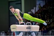 26 April 2024; Rhys McClenaghan of Ireland competes in the Men's Senior Pommel Horse Final on day three of the 2024 Men's Artistic Gymnastics European Championships at Fiera di Rimini in Rimini, Italy. Photo by Filippo Tomasi/Sportsfile