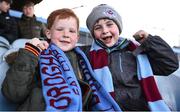 26 April 2024; Drogheda United supporters Tom Crosby, left, and James Kearns, both aged seven, before the SSE Airtricity Men's Premier Division match between Drogheda United and Sligo Rovers at Weavers Park in Drogheda, Louth. Photo by Shauna Clinton/Sportsfile