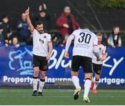26 April 2024; Robbie Benson of Dundalk celebrates after scoring his side's second goal during the SSE Airtricity Men's Premier Division match between Dundalk and Bohemians at Oriel Park in Dundalk, Louth. Photo by Stephen McCarthy/Sportsfile
