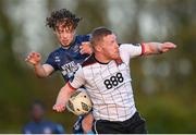 26 April 2024; Luke Matheson of Bohemaians in action against Daryl Horgan of Dundalk during the SSE Airtricity Men's Premier Division match between Dundalk and Bohemians at Oriel Park in Dundalk, Louth. Photo by Stephen McCarthy/Sportsfile