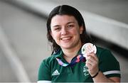 25 April 2024; Nicole Turner of Ireland with her bronze medal from the Women's 100m Breaststroke SB6 Final during day six of the Para Swimming European Championships at the Penteada Olympic Pools Complex in Funchal, Portugal. Photo by Ramsey Cardy/Sportsfile