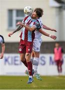 26 April 2024; Adam Foley of  Drogheda United in action against Will Fitzgerald of Sligo Rovers during the SSE Airtricity Men's Premier Division match between Drogheda United and Sligo Rovers at Weavers Park in Drogheda, Louth. Photo by Shauna Clinton/Sportsfile
