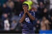 26 April 2024; James Akintunde of Bohemians reacts after missing a second half penalty during the SSE Airtricity Men's Premier Division match between Dundalk and Bohemians at Oriel Park in Dundalk, Louth. Photo by Stephen McCarthy/Sportsfile