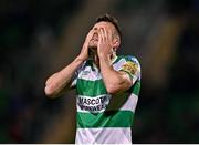 26 April 2024; Aaron Greene of Shamrock Rovers reacts after a missed chance during the SSE Airtricity Men's Premier Division match between Shamrock Rovers and Galway United at Tallaght Stadium in Dublin. Photo by Piaras Ó Mídheach/Sportsfile