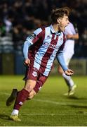 26 April 2024; Aaron McNally of Drogheda United celebrates after scoring his side's third goal during the SSE Airtricity Men's Premier Division match between Drogheda United and Sligo Rovers at Weavers Park in Drogheda, Louth. Photo by Shauna Clinton/Sportsfile