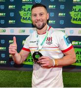 26 April 2024; John Cooney of Ulster with his Player Of The Match award after the United Rugby Championship match between Ulster and Benetton at Kingspan Stadium in Belfast. Photo by John Dickson/Sportsfile