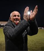 26 April 2024; Dundalk manager Noel King celebrates after the SSE Airtricity Men's Premier Division match between Dundalk and Bohemians at Oriel Park in Dundalk, Louth. Photo by Stephen McCarthy/Sportsfile