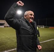 26 April 2024; Dundalk manager Noel King celebrates after the SSE Airtricity Men's Premier Division match between Dundalk and Bohemians at Oriel Park in Dundalk, Louth. Photo by Stephen McCarthy/Sportsfile
