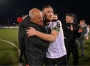 26 April 2024; Dundalk manager Noel King and John Mountney after the SSE Airtricity Men's Premier Division match between Dundalk and Bohemians at Oriel Park in Dundalk, Louth. Photo by Stephen McCarthy/Sportsfile