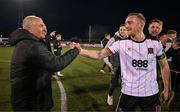 26 April 2024; Dundalk manager Noel King and John Mountney after the SSE Airtricity Men's Premier Division match between Dundalk and Bohemians at Oriel Park in Dundalk, Louth. Photo by Stephen McCarthy/Sportsfile