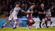 26 April 2024; Darragh Markey of Drogheda United in action against Niall Morahan of Sligo Rovers during the SSE Airtricity Men's Premier Division match between Drogheda United and Sligo Rovers at Weavers Park in Drogheda, Louth. Photo by Shauna Clinton/Sportsfile